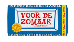 Tony's Chocolonely - Chocolade reep 180gr puur Zomaar | 1 stuk | 15 stuks
