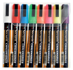 Securit - krijtmarker medium, etui van 8 stuks in geassorteerde kleuren