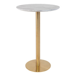 Bolzano Bar Table - Bar Table With Top In Marble Look And Brass Base ø70x105cm