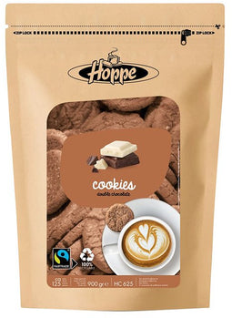Hoppe - Koekjes hoppe cookies fairtrade double chocolate | Zak a 900 gram | 4 stuks