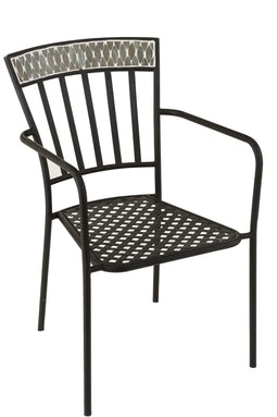 Jline Chair Leaves Mosaic Metal/glass Black/taupe