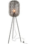 Lamp Standing Tripod Round Bamboo/metal Black