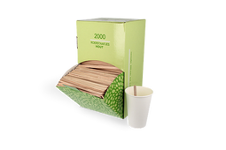 Klika - Roerstaafjes in dispenser box 14cm FSC®Mix hout BIO | 2000 stuks