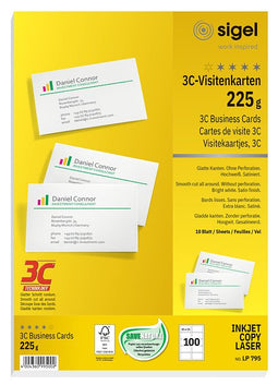 Sigel - Visitekaartjes Sigel 225gr gladde zijden wit