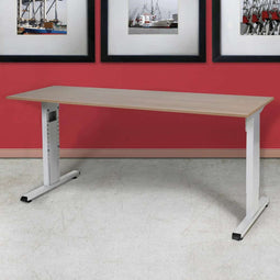 Linesto bureau, hoogte instelbaar (61-90cm) met 180x80cm havana/ kersen licht 25mm blad en zwart (RA