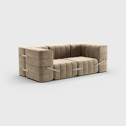 Curt-set 7 - E.g. Flexible 2-seater With Armrests - Barcelona - Vole - V3347/15 (grey / Brown)
