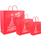 Klika - Tas | Xmas tree | Kraftpapier | gedraaid katoenen koord | 22x 10x27cm | draagtas | rood | 50 stuks