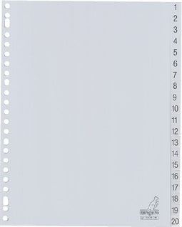 Kangaro - Tabbladen 23-gaats G420CM 1-20 genummerd grijs PP