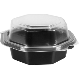Klika - Bak | PS | 200ml | Ø120mm | vaste deksel | octaviewbox | 60mm | zwart/transparant | 375 stuks