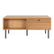 Kyoto Coffee Table - Coffee Table, Oak Veneer, Black Metal Legs, 2 Drawers 50x100x45 Cm