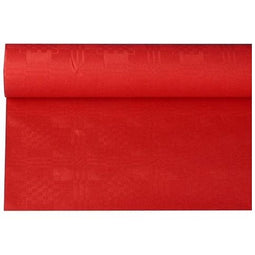 Papstar - Tafelkleed uit papier met damastprint, 1,2 x 8 m, rood