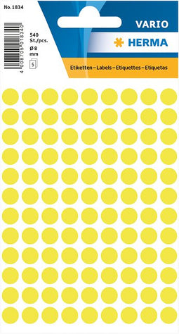 HERMA - Etiket 1834 rond 8mm fluor geel 540 stuks