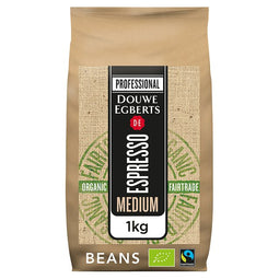 Douwe Egberts - Koffie espresso bonen medium roast Organic en Fairtrade 1kg | Pak a 1000 gram | 6 stuks