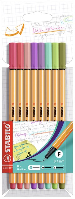 Stabilo - Fineliner point 88/8 f assorti | 8 etui | 10 stuks