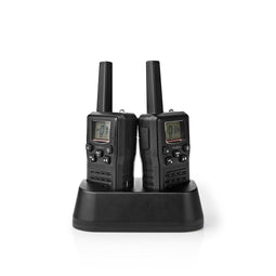 Nedis Walkietalkie | Bereik 10 km | 8 Kanalen | VOX | Oplaadbare Batterijen | 2 Stuks | Zwart