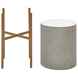 Beliani AUBRIETA - Bloempot - Grijs - 31 x 31 x 58 cm - Metaal