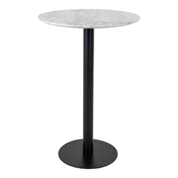 Bolzano Bar Table - Bar Table With Top In Marble Look And Black Base ø70x105cm