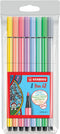 Stabilo pen 68 viltstiften etui 8 pastel kleuren