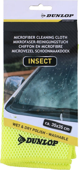 Dunlop Auto poetsen microvezeldoek tegen insecten - speciale structuur - zeem - 35 x 35 cm - auto wassen - Schoonmaakproducten