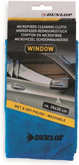 Dunlop Microfiber- Glas-autoruiten schoonmaakdoek - Blauw 35x 35cm