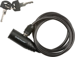 Dunlop Spiraalslot - Fietsslot - 8 x 1500 MM - Incl. 2 Sleutels - Slot - Kabelslot - Slot voor de Fiets - Zwart