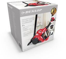 Dunlop Stofzuiger zonder Zak GR-925-7A - Vacuum Cleaner 700W - Cycloonstofzuiger met Combiborstel, Kierenmondstuk en Meubelopzetstuk - Stofopvangbak 2L - Zwart/Rood