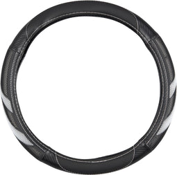 Dunlop Stuurhoes Auto 38CM - Geschikt voor Stuurwielen 37-39CM - Comfortabele Grip - Anti-Slip - Auto Decoratie - Kunstleer - Zwart/Wit