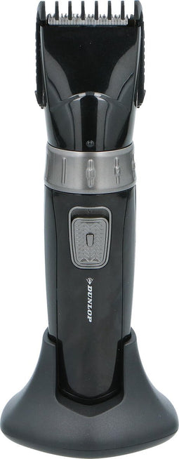 Dunlop Tondeuse - Oplaadbaar - RVS Mes - 2 Opzetkammen - Laadstation - Zwart