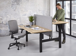 Duo bench elektrisch zit/sta Basic breed 120CM bladkleur Ahorn framekleur Wit (RAL9010)