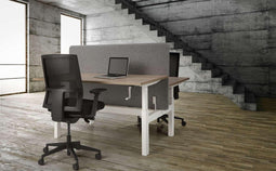 Duo bench slinger verstelbaar zit/zit bureau Teez breed 180CM diep 80CM bladkleur Havanna framekleur Wit (RAL9010)