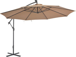 vidaXL - Zweefparasol - met - LED-verlichting - en - metalen - paal - 350 - cm - taupe