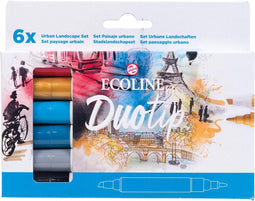 Duotip marker ecoline urban landscape set 6 kl | Omdoos a 3 set x 6 stuk | 3 stuks