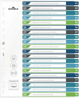 Durable 679727 Register DIN A4+ 1-20 Meerdere kleuren 20 tabbladen 679727
