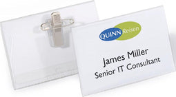Durable badge met combiklem formaat 54 x 90 mm in een doos - 50 stuks
