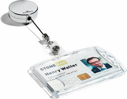 Durable badge reel - 80 cm - Zilver - 10 stuks