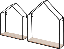 Duraline Opbergschap Huis Set van 2 Zwart Metaal+MDF 30x40x8cm