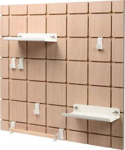 Duraline Ophangbord Hout +Plank+Haak+Rail Wit Metaal 60x60cm