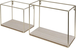 Duraline Wandrek S/2 Met. Messing+Hout Bodem 30x25x14cm