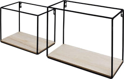 Duraline Wandrek S/2 Met. Zwart+Hout Bodem 30x25x14cm