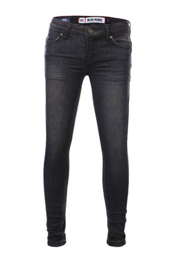 Blue Rebel - Super Skinny Jeans - Verstelbare Tailleband - Gold Verwassen Zwart (rock wash)