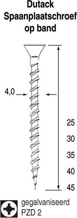 Dutack Fasteners Spaanplaatschroef op band 35mm