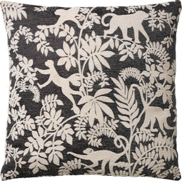 Dutch Decor ABU - Kussenhoes 45x45 cm - Raven - zwart - wit - botanisch - aapjes - met rits