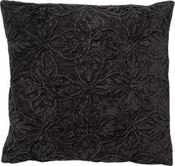 Dutch Decor AMAR - Kussenhoes 45x45 cm - 100% katoen - bloemen design - Raven - zwart - met rits - zonder binnenkussen