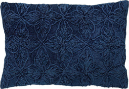 Dutch Decor AMAR - Sierkussen 40x60 cm - 100% katoen - bloemen design - Insignia Blue - donkerblauw - Inclusief binnenkussen