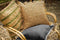Dutch Decor ANTONIO - Sierkussen 45x45 cm - effen kleur met raffia - Natural - bruin - Inclusief binnenkussen