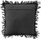 Dutch Decor ANTONIO - Sierkussen 45x45 cm - effen kleur met raffia - Raven - zwart - Inclusief binnenkussen