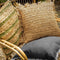Dutch Decor ANTONIO - Sierkussen 45x45 cm - effen kleur met raffia - Natural - bruin - Inclusief binnenkussen