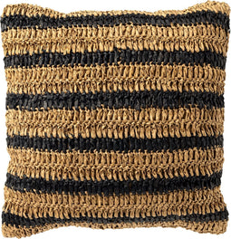 Dutch Decor ANTONY - Sierkussen 45x45 cm - strepen van raffia - Raven - zwart en bruin - Inclusief binnenkussen