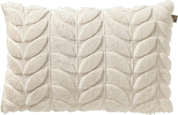 Dutch Decor AYA - Kussenhoes 40x60 cm - 3D bladmotief - heerlijk zacht - Snow White - wit - met rits - zonder binnenkussen