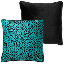 Dutch Decor - BENDT - Kussenhoes 45x45 cm - spearmint - groen - blauw - zwart - luipaard patroon - v